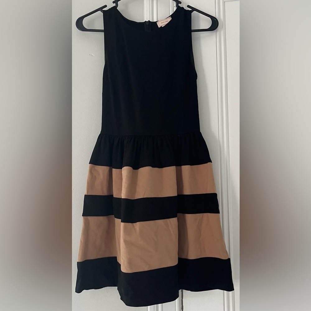 Love...Ady Elegant Black and Tan striped Dress